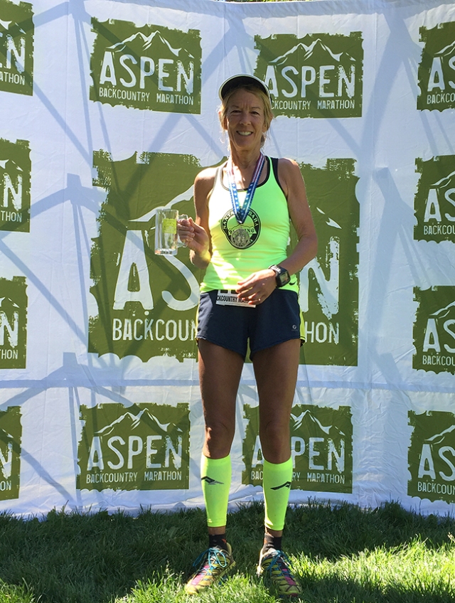 Photo of Patty Bryant 1st Place Age Group Aspen Backcountry Marathon